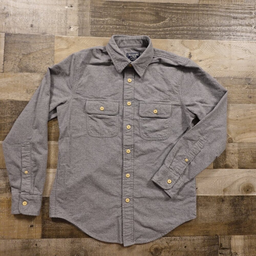 Abercrombie & Fitch Flannel Shirt Men's Size Small Gray Button Front Casual